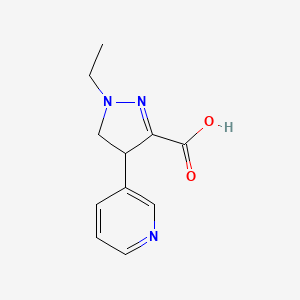 molecular formula C11H13N3O2 B13773148 1-Ethyl-4-(pyridin-3-yl)-4,5-dihydro-1H-pyrazole-3-carboxylic acid 