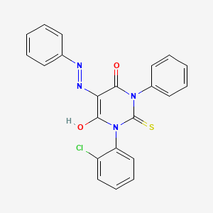 1-(2-Chlorophenyl)-6-hydroxy-3-phenyl-5-phenyldiazenyl-2-sulfanylidenepyrimidin-4-one