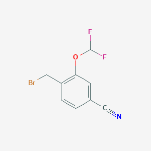 molecular formula C9H6BrF2NO B1377327 4-(Bromomethyl)-3-(difluoromethoxy)benzonitrile CAS No. 1261617-91-7