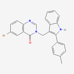 4(3H)-Quinazolinone, 6-bromo-3-((2-(4-methylphenyl)-1H-indol-3-yl)methyl)-