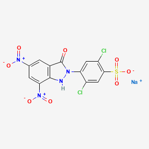 molecular formula C13H5Cl2N4NaO8S B13773899 Sodium 2,5-dichloro-4-(1,3-dihydro-5,7-dinitro-3-oxo-2H-indazol-2-yl)benzenesulphonate CAS No. 70209-94-8