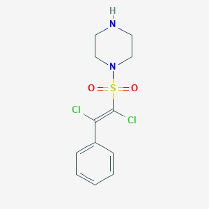 molecular formula C12H14Cl2N2O2S B1377391 1-(1,2-Dichloro-2-phenylethenesulfonyl)piperazine CAS No. 1432684-08-6
