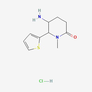 molecular formula C10H15ClN2OS B1377396 5-Amino-1-methyl-6-(thiophen-2-yl)piperidin-2-one hydrochloride CAS No. 1427378-76-4
