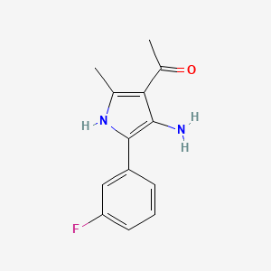 molecular formula C13H13FN2O B13774029 Ethanone, 1-(4-amino-5-(3-fluorophenyl)-2-methyl-1H-pyrrol-3-YL)- CAS No. 91480-89-6