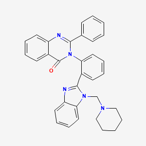 molecular formula C33H29N5O B13774051 4(3H)-Quinazolinone, 2-phenyl-3-(2-(1-(1-piperidinylmethyl)-1H-benzimidazol-2-yl)phenyl)- CAS No. 91045-30-6