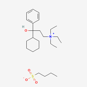 molecular formula C25H45NO4S B13774176 (3-Cyclohexyl-3-hydroxy-3-phenylpropyl)triethylammonium butanesulfonate CAS No. 67603-57-0