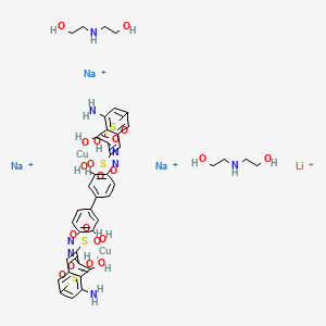 Cuprate(4-), (mu-((3,3'-((3,3'-di(hydroxy-kappaO)(1,1'-biphenyl)-4,4'-diyl)bis(azo-kappaN1))bis(5-amino-4-(hydroxy-kappaO)-2,7-naphthalenedisulfonato))(8-)))bis(2,2'-(imino-kappaN)bis(ethanol-kappaO))di-, lithium trisodium