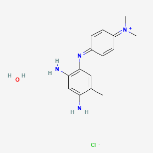 molecular formula C15H21ClN4O B13774410 Ammonium, (4-((4,6-diamino-m-tolyl)imino)-2,5-cyclohexadien-1-ylidene)dimethyl-, chloride, monohydrate CAS No. 6424-34-6