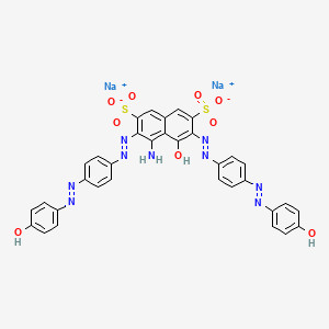 molecular formula C34H23N9Na2O9S2 B13774440 Disodium 4-amino-5-hydroxy-3,6-bis[[4-[(4-hydroxyphenyl)azo]phenyl]azo]naphthalene-2,7-disulfonate CAS No. 94386-24-0