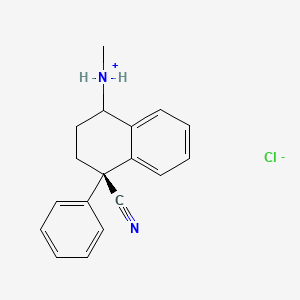 molecular formula C18H19ClN2 B13774457 trans-1,2,3,4-Tetrahydro-4-cyano-1-methylamino-4-phenylnaphthalene hydrochloride CAS No. 63978-90-5