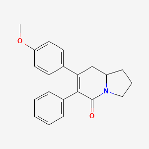 molecular formula C21H21NO2 B13774467 2,3,8,8a-Tetrahydro-7-(4-methoxyphenyl)-6-phenyl-5(1H)-indolizinone 