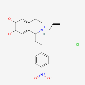 molecular formula C22H27ClN2O4 B13774508 1-(4-Nitrophenethyl)-2-allyl-6,7-dimethoxy-1,2,3,4-tetrahydroisoquinoline hydrochloride CAS No. 63938-07-8