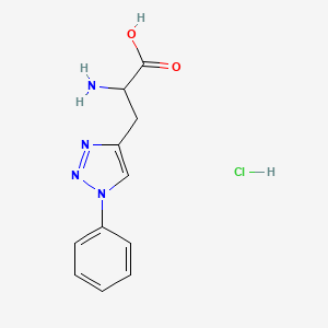 molecular formula C11H13ClN4O2 B1377453 2-amino-3-(1-phenyl-1H-1,2,3-triazol-4-yl)propanoic acid hydrochloride CAS No. 1443979-40-5