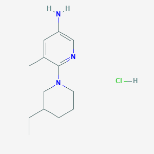 molecular formula C13H22ClN3 B1377470 6-(3-Ethylpiperidin-1-yl)-5-methylpyridin-3-amine hydrochloride CAS No. 1432678-19-7