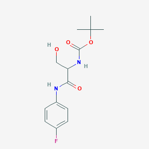molecular formula C14H19FN2O4 B1377495 tert-butyl N-{1-[(4-fluorophenyl)carbamoyl]-2-hydroxyethyl}carbamate CAS No. 1443979-85-8