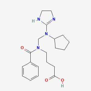 molecular formula C20H28N4O3 B13774961 Butyric acid, 4-(benzoyl((cyclopentyl(4,5-dihydro-1H-imidazol-2-yl)amino)methyl)amino)- CAS No. 81186-21-2