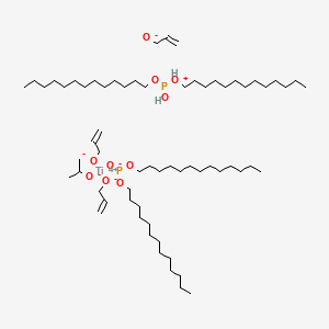 molecular formula C64H132O10P2Ti B13774977 Titanate(2-), bis(ditridecyl phosphito-kappaO'')(2-propanolato)tris(2-propen-1-olato)-, dihydrogen CAS No. 68443-94-7