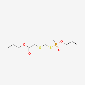 molecular formula C12H25O4PS2 B13774983 Acetic acid, 2-(mercaptomethylthio)-, isobutyl ester, S-ester with O-isobutyl methylphosphonothioate CAS No. 74789-30-3