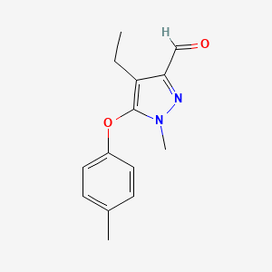 molecular formula C14H16N2O2 B13775028 4-ethyl-1-methyl-5-p-tolyloxy-1H-pyrazole-3-carbaldehyde CAS No. 946061-25-2