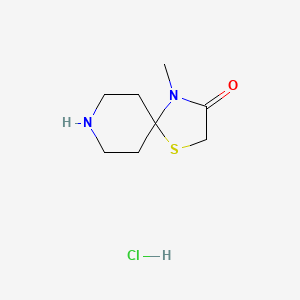molecular formula C8H15ClN2OS B1377505 4-甲基-1-硫杂-4,8-二氮杂螺[4.5]癸-3-酮盐酸盐 CAS No. 1432680-93-7