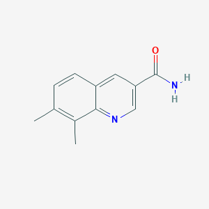 molecular formula C12H12N2O B13775088 7,8-Dimethylquinoline-3-carboxamide 