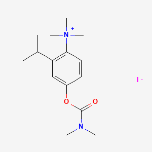 molecular formula C15H25IN2O2 B13775177 Carbamic acid, dimethyl-, ((4-trimethylammonio)-3-isopropyl)phenyl ester, iodide CAS No. 63981-53-3