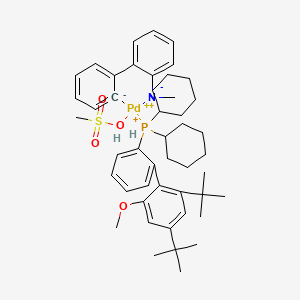 molecular formula C47H65NO4PPdS+ B13775207 Dicyclohexyl-[2-(2,4-ditert-butyl-6-methoxyphenyl)phenyl]phosphanium;methanesulfonic acid;methyl-(2-phenylphenyl)azanide;palladium(2+) 