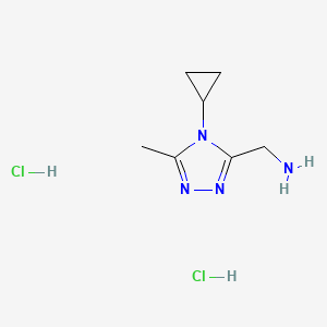 molecular formula C7H14Cl2N4 B1377521 (4-环丙基-5-甲基-4H-1,2,4-三唑-3-基)甲胺二盐酸盐 CAS No. 1432679-11-2
