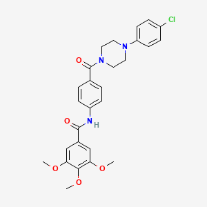 B13775235 Benzamide, N-(4-((4-(4-chlorophenyl)-1-piperazinyl)carbonyl)phenyl)-3,4,5-trimethoxy- CAS No. 89767-71-5