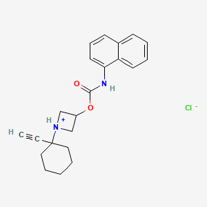 molecular formula C22H25ClN2O2 B13775252 [1-(1-ethynylcyclohexyl)azetidin-1-ium-3-yl] N-naphthalen-1-ylcarbamate;chloride CAS No. 65226-03-1