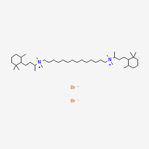 molecular formula C44H90Br2N2 B13775258 Tetradecamethylenebis(dimethyl(1-methyl-3-(2,2,6-trimethylcyclohexyl)propyl)ammonium bromide) CAS No. 66827-27-8