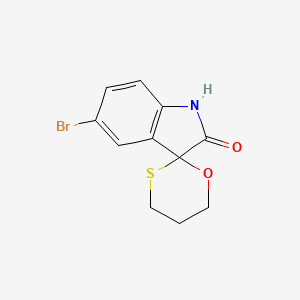 molecular formula C11H10BrNO2S B13775322 5-Bromo-3,3-(propyleneoxothio)-1,3-dihydro-indole-2-one 