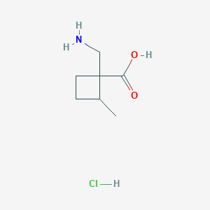 molecular formula C7H14ClNO2 B1377533 1-(Aminomethyl)-2-methylcyclobutane-1-carboxylic acid hydrochloride CAS No. 1443980-12-8