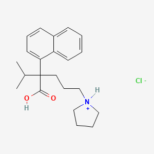 molecular formula C22H30ClNO2 B13775356 1-Naphthaleneacetic acid, alpha-isopropyl-alpha-(3-pyrrolidinopropyl)-, hydrochloride CAS No. 6733-68-2