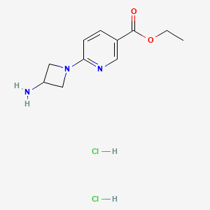 molecular formula C11H17Cl2N3O2 B1377537 Ethyl 6-(3-aminoazetidin-1-yl)pyridine-3-carboxylate dihydrochloride CAS No. 1443981-19-8