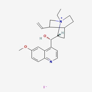 molecular formula C22H29IN2O2 B13775503 Quinuclidinium, 6-(hydroxy(6-methoxy-4-quinolinyl)methyl)-1-ethyl-3-vinyl-, iodide CAS No. 73771-81-0