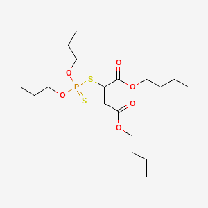 molecular formula C18H35O6PS2 B13775566 Dibutyl ((dipropoxyphosphinothioyl)thio)succinate CAS No. 68413-47-8