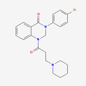 molecular formula C22H24BrN3O2 B13775586 4(1H)-Quinazolinone, 2,3-dihydro-3-(p-bromophenyl)-1-(3-piperidinopropionyl)- CAS No. 84770-73-0