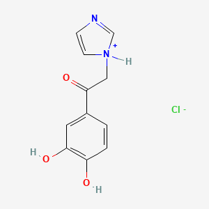 molecular formula C11H11ClN2O3 B13775634 N-(3,4-Dihydroxyphenacyl)imidazole hydrochloride CAS No. 73932-41-9