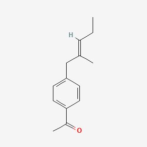 molecular formula C14H18O B13775709 1-[4-(2-Methyl-2-pentenyl)phenyl]ethan-1-one CAS No. 94386-46-6