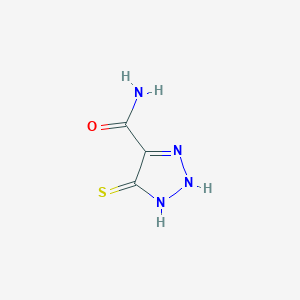 molecular formula C3H4N4OS B13775751 5-Mercapto-1H-1,2,3-triazole-4-carboxamide 