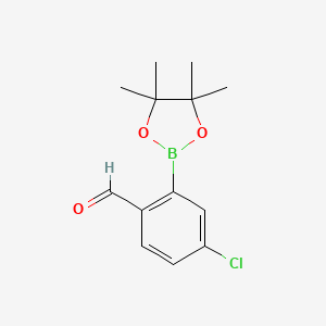 molecular formula C13H16BClO3 B1377577 4-氯-2-(4,4,5,5-四甲基-1,3,2-二恶杂硼烷-2-基)苯甲醛 CAS No. 1246633-36-2