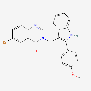 4(3H)-Quinazolinone, 6-bromo-3-((2-(4-methoxyphenyl)-1H-indol-3-yl)methyl)-