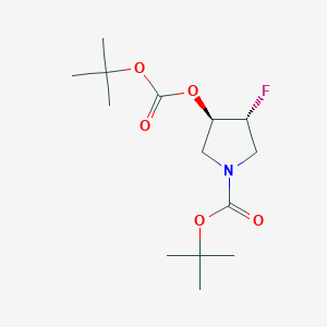 molecular formula C14H24FNO5 B1377583 tert-Butyl trans-3-(tert-butoxycarbonyloxy)-4-fluoropyrrolidine-1-carboxylate CAS No. 1373503-73-1