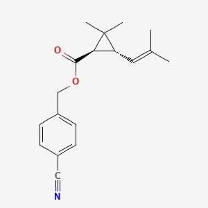 molecular formula C18H21NO2 B13775839 Cyclopropanecarboxylic acid, 2,2-dimethyl-3-(2-methyl-1-propenyl)-, (4-cyanophenyl)methyl ester, (1R-trans)- CAS No. 82535-32-8