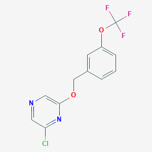 molecular formula C12H8ClF3N2O2 B1377606 2-Chloro-6-{[3-(trifluoromethoxy)phenyl]methoxy}pyrazine CAS No. 1375472-56-2