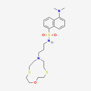 molecular formula C23H35N3O3S3 B13776121 7-[3-(Dansylamido)propyl]-1-oxa-4,10-dithia-7-azacyclododecane CAS No. 850870-28-9