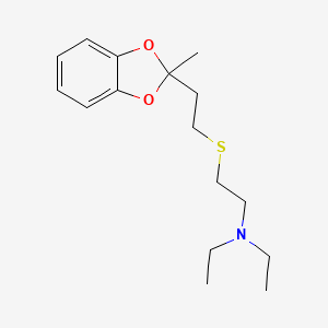 molecular formula C16H25NO2S B13776183 Ethanamine, N,N-diethyl-2-((2-(2-methyl-1,3-benzodioxol-2-yl)ethyl)thio)- CAS No. 64516-34-3