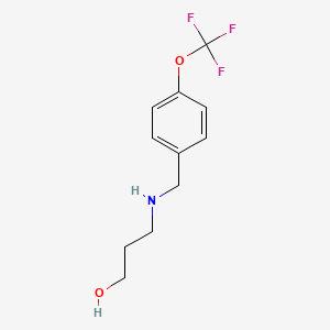 molecular formula C11H14F3NO2 B13776267 3-(4-Trifluoromethoxy-benzylamino)-propan-1-ol 