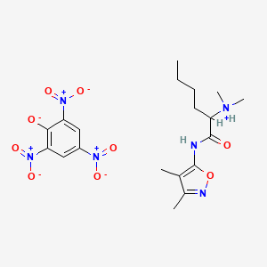 molecular formula C19H26N6O9 B13776282 2-(Dimethylamino)-N-(3,4-dimethyl-5-isoxazolyl)hexanamide picrate CAS No. 94440-40-1